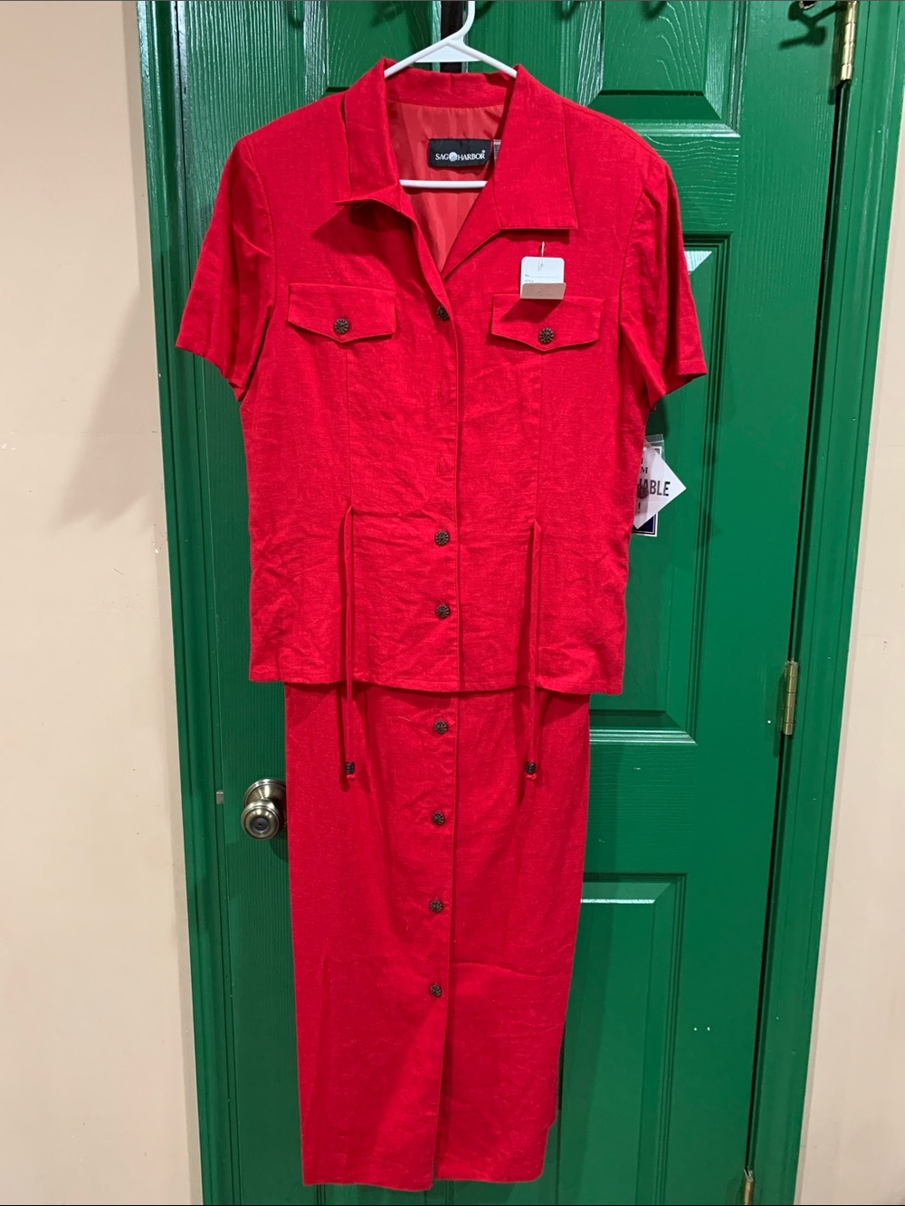 Sag Harbor Vibrant Red Button-Front dress